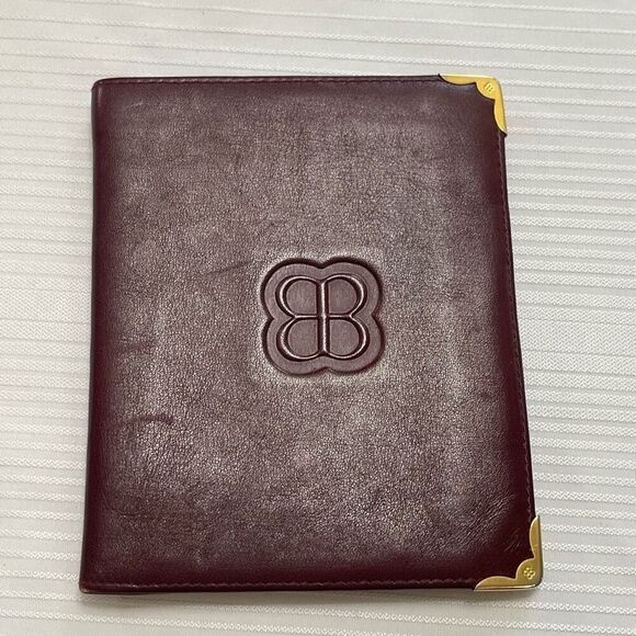 Balenciaga Paris Maroon Deep Red VTG Leather Wallet - Picture 1 of 9